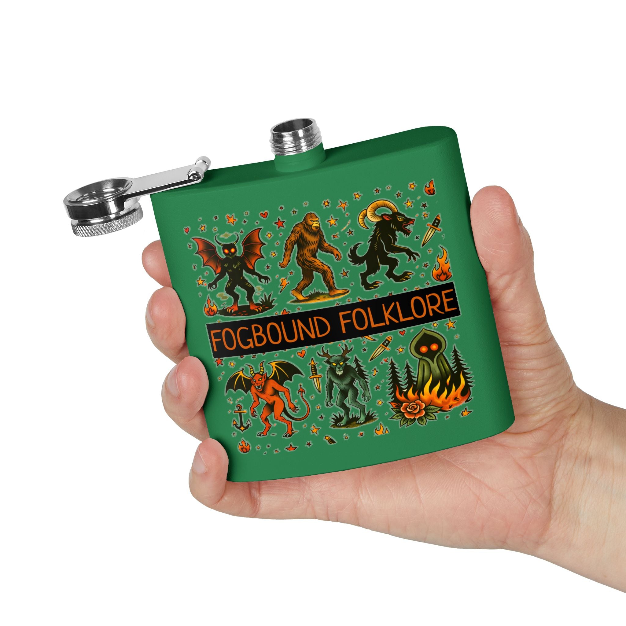 Vintage Monster Tattoo Art Hip Flask