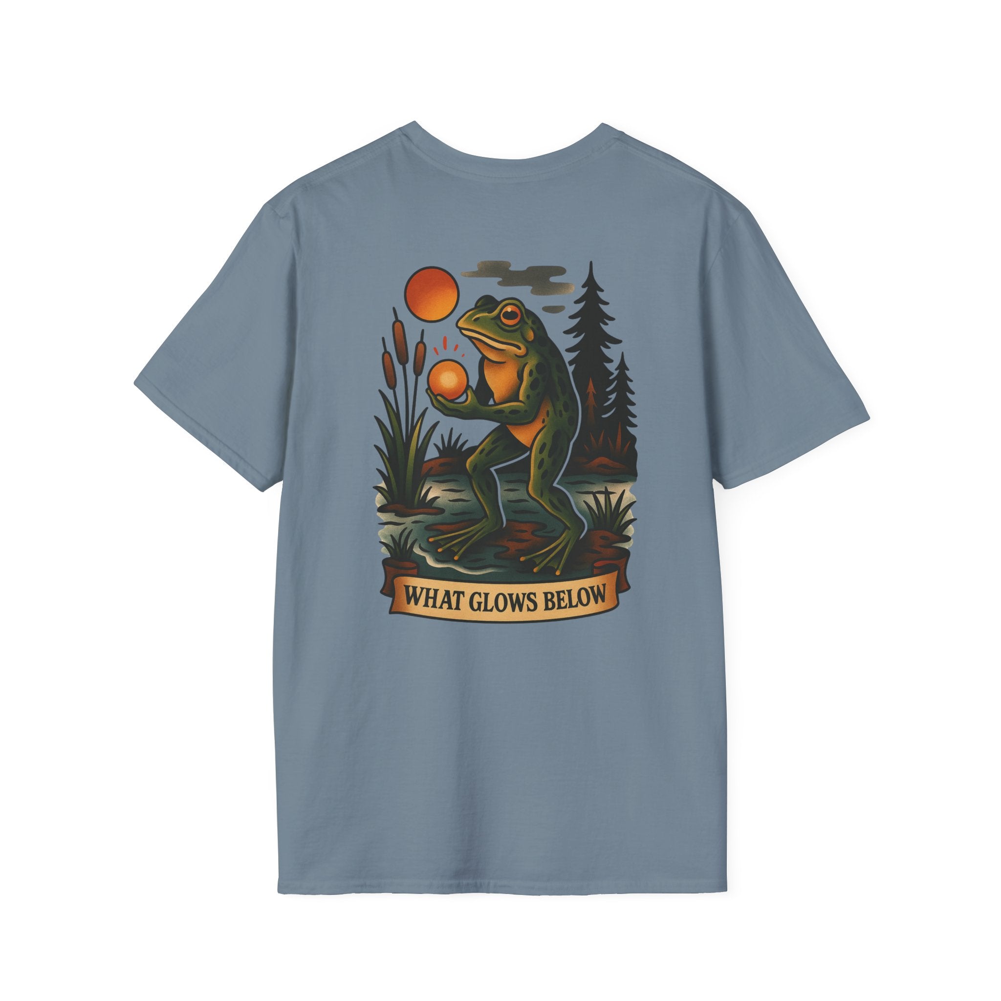 Loveland Frogman Adventure Retro Graphic Tee | Cryptozoology Unisex Softstyle T-Shirt